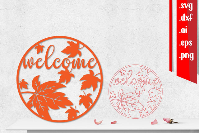 Welcome Fall Rounded Sign | Autumn Welcome Sign SVG zafrans studio 