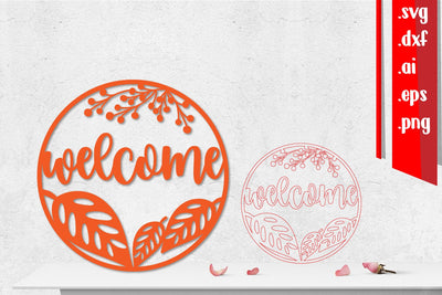 Welcome Fall Sign Rounded | Autumn Sign SVG zafrans studio 