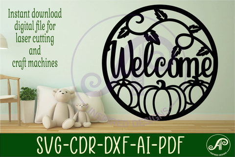 Welcome fall wall sign svg laser cut file SVG APInspireddesigns 