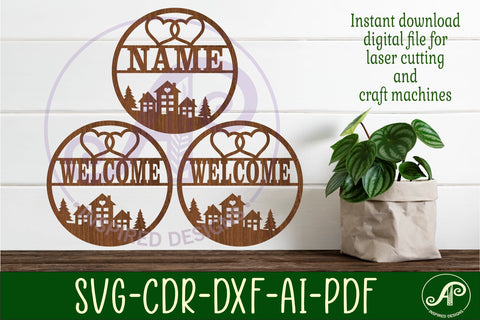 Welcome family name wall art sign, SVG file SVG APInspireddesigns 