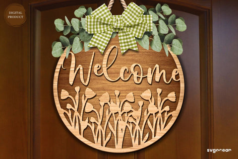 Welcome Floral Door Sign Laser Cut SVG SvgOcean 