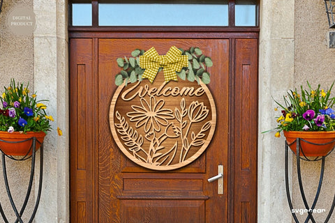 Welcome Floral Door Sign Laser Cut SVG SvgOcean 