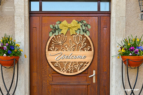 Welcome Floral Door Sign Laser Cut SVG SvgOcean 