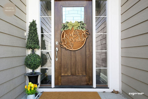 Welcome Floral Door Sign Laser Cut SVG SvgOcean 