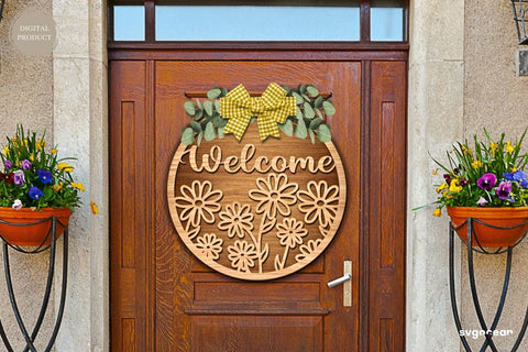 Welcome Floral Door Sign Laser Cut SVG SvgOcean 