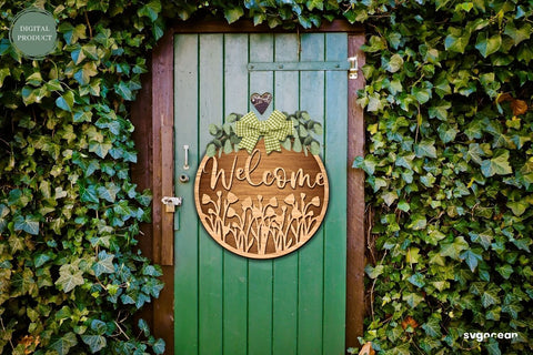 Welcome Floral Door Sign Laser Cut SVG SvgOcean 