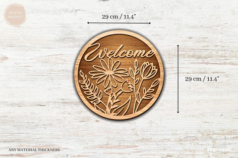 Welcome Floral Door Sign Laser Cut SVG SvgOcean 