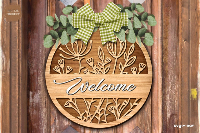 Welcome Floral Door Sign Laser Cut SVG SvgOcean 