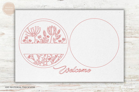 Welcome Floral Door Sign Laser Cut SVG SvgOcean 