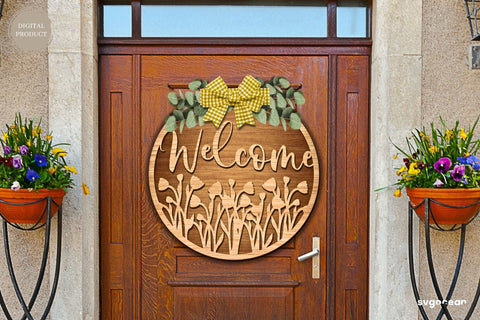 Welcome Floral Door Sign Laser Cut SVG SvgOcean 