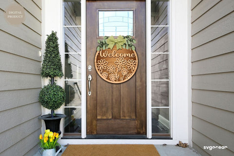 Welcome Floral Door Sign Laser Cut SVG SvgOcean 