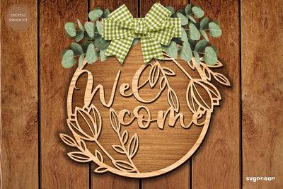 Welcome Floral Door Sign Laser Cut SVG SvgOcean 