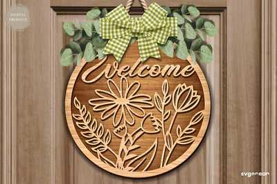 Welcome Floral Door Sign Laser Cut SVG SvgOcean 