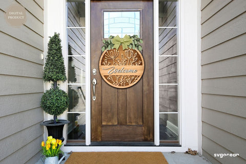 Welcome Floral Door Sign Laser Cut SVG SvgOcean 