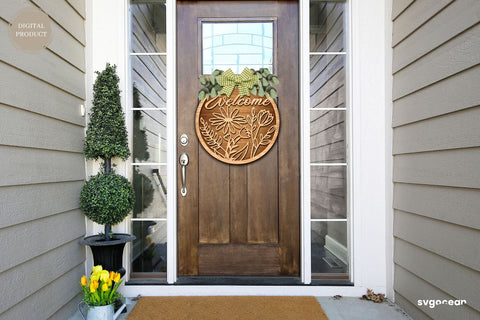 Welcome Floral Door Sign Laser Cut SVG SvgOcean 
