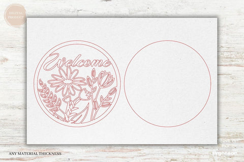 Welcome Floral Door Sign Laser Cut SVG SvgOcean 