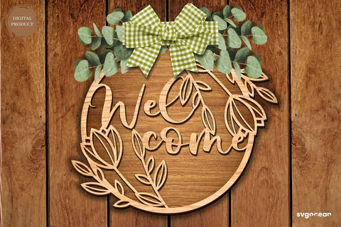 Welcome Floral Door Sign SVG Bundle SVG SvgOcean 