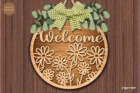 Welcome Floral Door Sign SVG Bundle SVG SvgOcean 