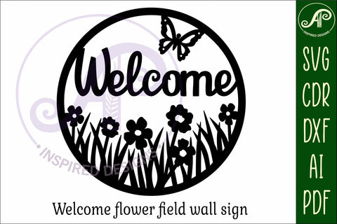 Welcome flower wall sign, SVG file. vector sign SVG APInspireddesigns 