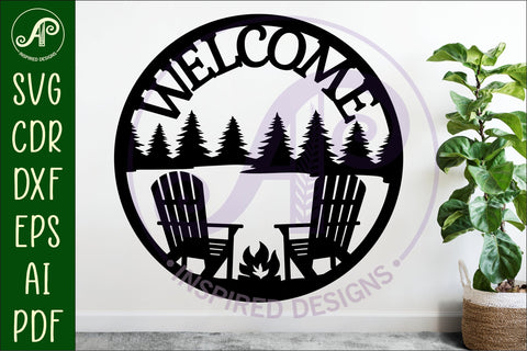 Welcome forest and chairs wall sign, SVG file. vector sign SVG APInspireddesigns 