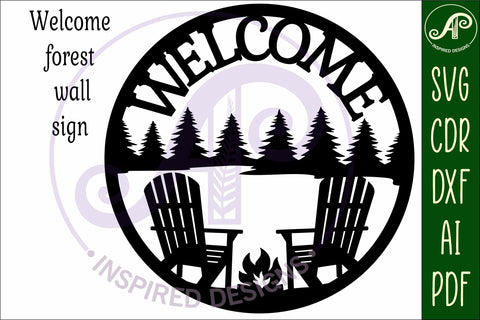 Welcome forest and chairs wall sign, SVG file. vector sign SVG APInspireddesigns 