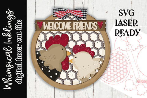 Welcome Friends; Chicken edition SVG SVG Whimsical Inklings 