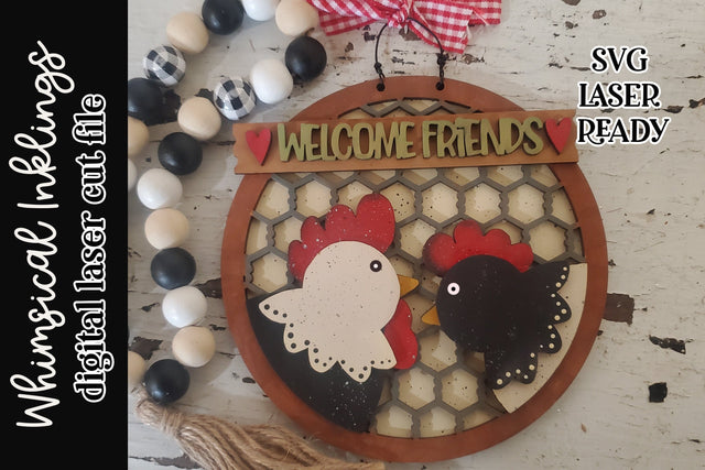 Welcome Friends; Chicken edition SVG SVG Whimsical Inklings 