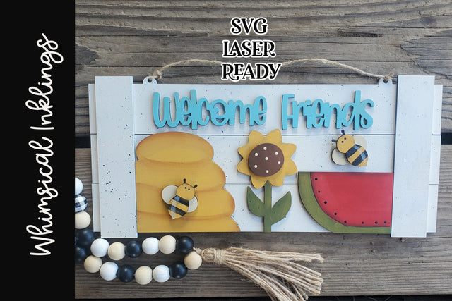 Welcome Friends Sign SVG Whimsical Inklings 