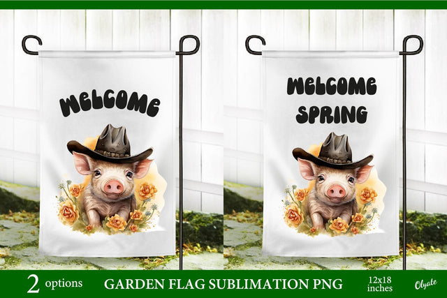Welcome Garden Flag PNG. Piggy Garden Flag Sublimation PNG Sublimation Olga Terlyanskaya 