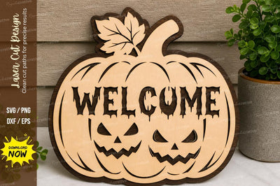 Welcome Halloween Pumpkin laser Cut svg Cutting file SVG Regulrcrative 