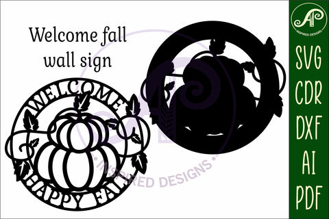 Welcome, happy fall wall sign svg laser cut file SVG APInspireddesigns 