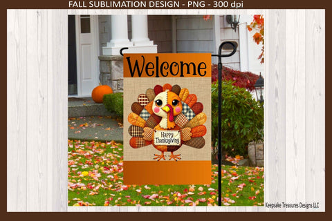 Welcome Happy Thanksgiving Garden Flag, Sublimation Png, Personalize, Digital Download Sublimation Keepsake Treasures Designs LLC. 