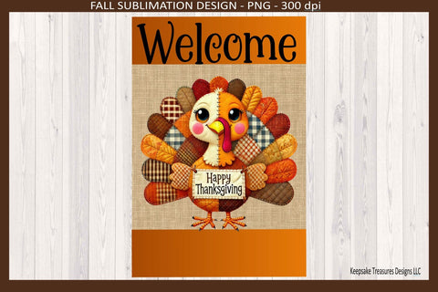 Welcome Happy Thanksgiving Garden Flag, Sublimation Png, Personalize, Digital Download Sublimation Keepsake Treasures Designs LLC. 