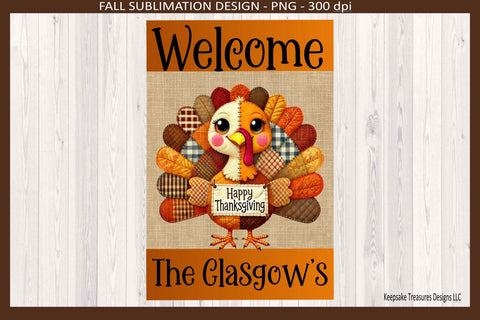 Welcome Happy Thanksgiving Garden Flag, Sublimation Png, Personalize, Digital Download Sublimation Keepsake Treasures Designs LLC. 