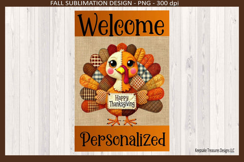Welcome Happy Thanksgiving Garden Flag, Sublimation Png, Personalize, Digital Download Sublimation Keepsake Treasures Designs LLC. 