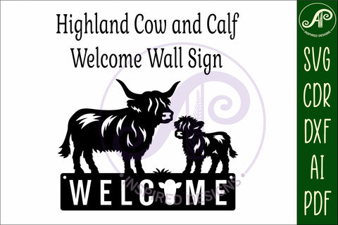 Welcome Highland Cow and calf wall sign SVG APInspireddesigns 