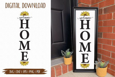 Welcome Home Cut File - Sunflower Porch Sign SVG SVG CraftLabSVG 