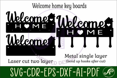 Welcome home Key holder designs for wood and metal SVG APInspireddesigns 