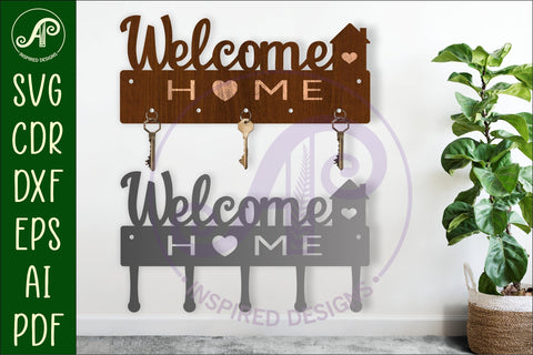 Welcome home Key holder designs for wood and metal SVG APInspireddesigns 