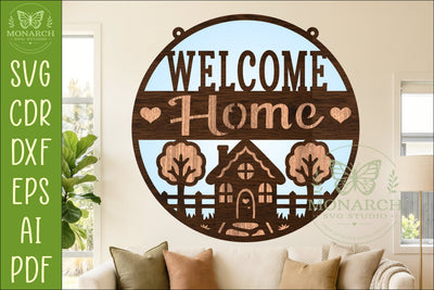 Welcome Home Layered SVG | Cottage Wall Sign | Laser Cut SVG APInspireddesigns 