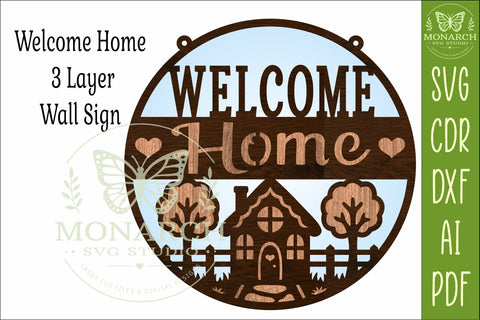 Welcome Home Layered SVG | Cottage Wall Sign | Laser Cut SVG APInspireddesigns 