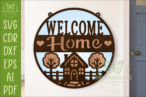 Welcome Home Layered SVG | Cottage Wall Sign | Laser Cut SVG APInspireddesigns 