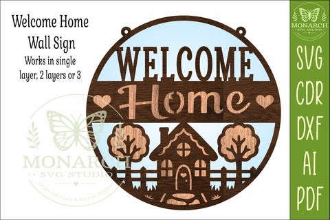 Welcome Home Layered SVG | Cottage Wall Sign | Laser Cut SVG APInspireddesigns 
