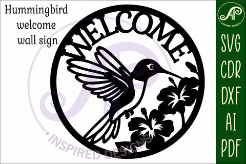Welcome hummingbird wall sign, SVG file. vector sign SVG APInspireddesigns 
