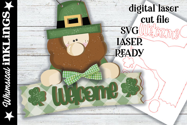 Welcome Leprechaun Sign SVG Whimsical Inklings 
