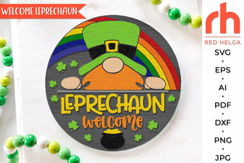 Welcome Leprechaun SVG, St. Patrick's Day Door Sign Cut File SVG RedHelgaArt 