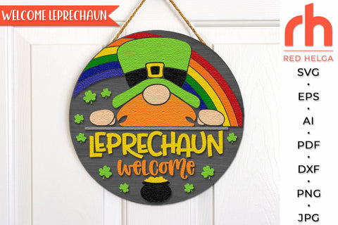 Welcome Leprechaun SVG, St. Patrick's Day Door Sign Cut File SVG RedHelgaArt 