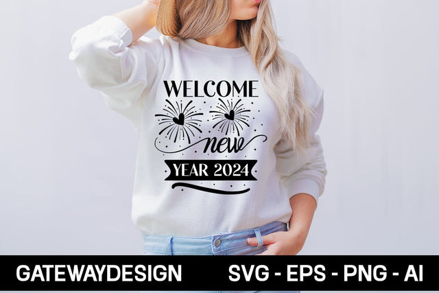 Welcome New Year 2024 Svg Design SVG designmaster24 