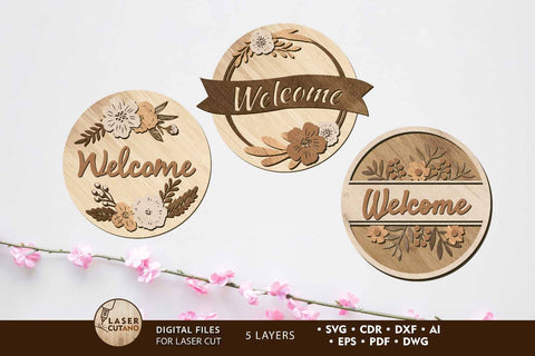 Welcome Panels Bundle, Decorative Templates, Wood Cut and Paper Cut Laser Cut Files SVG LaserCutano 