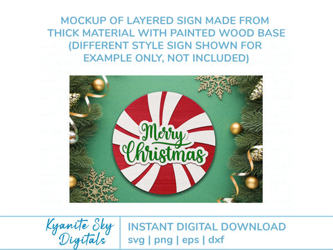 Welcome Peppermint Door Hanger SVG Christmas winter seasonal round sign SVG Kyanite Sky Digitals 